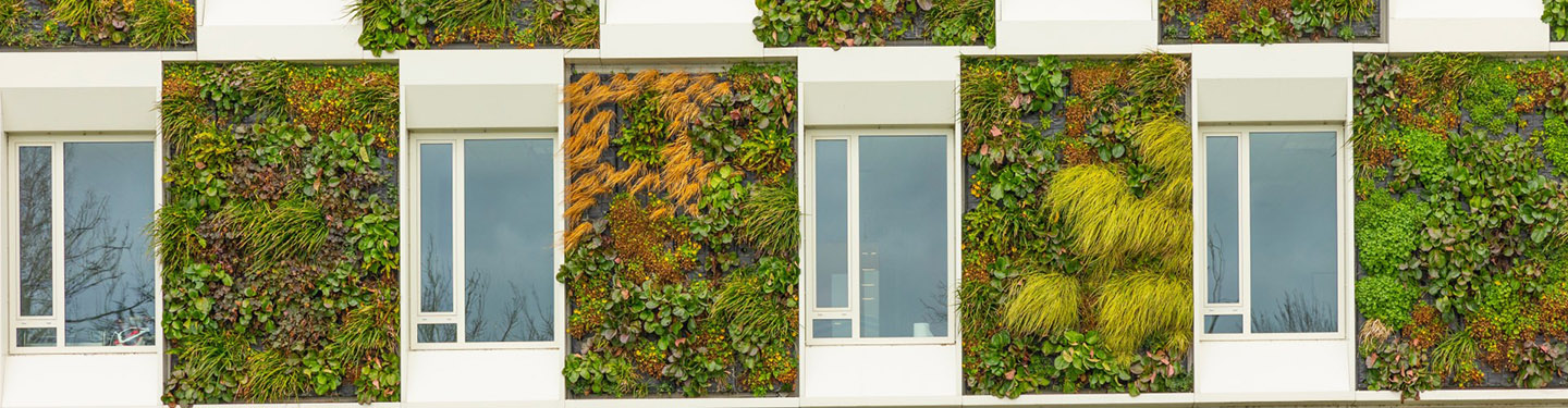 fachada con jardín vertical